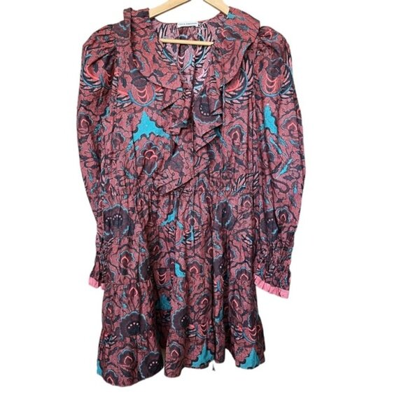 Ulla Johnson Caris Carmine Batik Mini Dress Women Size 10 - Picture 2 of 10